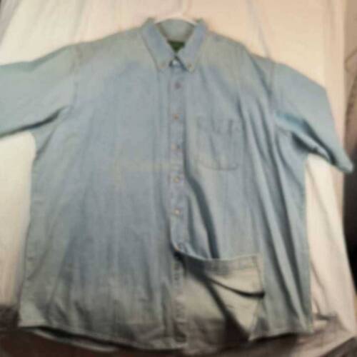 Cold’s Concept Mens Button Down Shirt Blue Chambray Short Sleeve Pocket XXL - Afbeelding 1 van 7