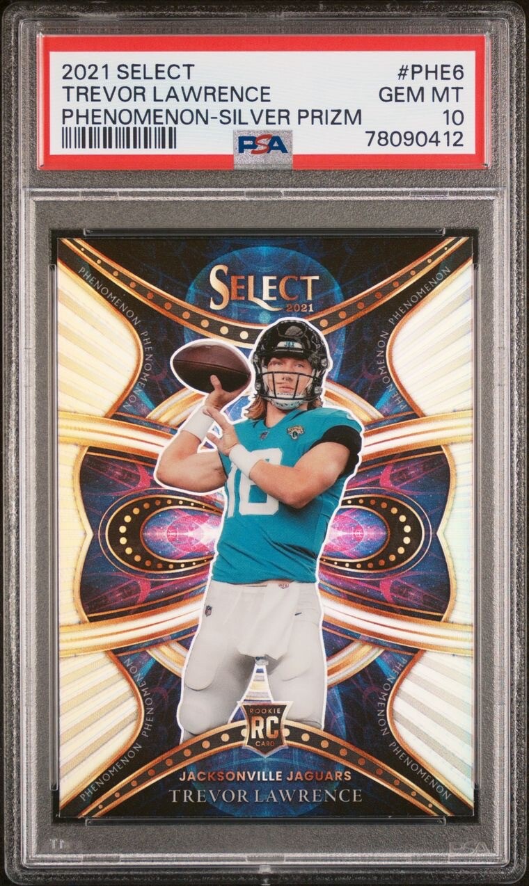 TREVOR LAWRENCE 2021 Select Phenomenon SILVER PRIZM RC PSA 10 RC Rookie Jags