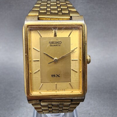【稼働品】seiko tank　クォーツ　V701-5E10 ゴールド Superb vintage Seiko V701-5E10 gold plated textured dial
