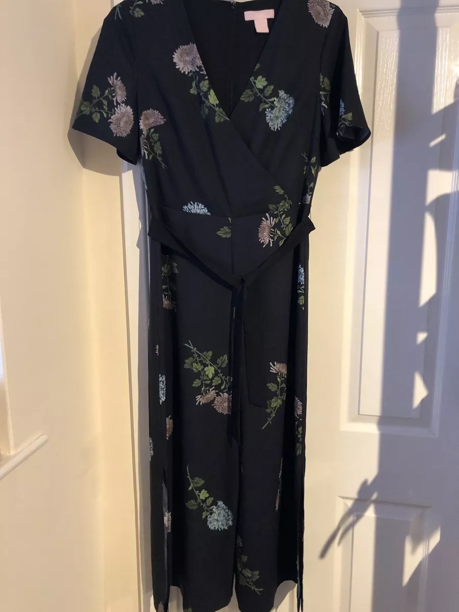 Oasis black floral jumpsuit new arrivals