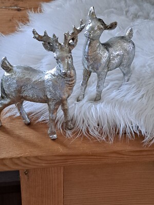 Reh Hirsch silber Dekoration Wohnen Skulptur Figur