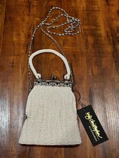 Vintage Inge Christopher White Beaded Shoulder Purse Evening Bag - New with Tags