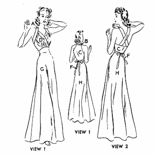 1930s Pattern, Night Gown, Lingerie, Pinup - Bust=30" (76.2 cm) - Picture 4 of 5