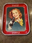 Vintage 1950s DRINK COCA-COLA Coke Metal Serving Tray Redhead Girl 10" X 13"