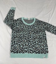 Pink Victoria Secret Women Green Leopard Sweater Size M