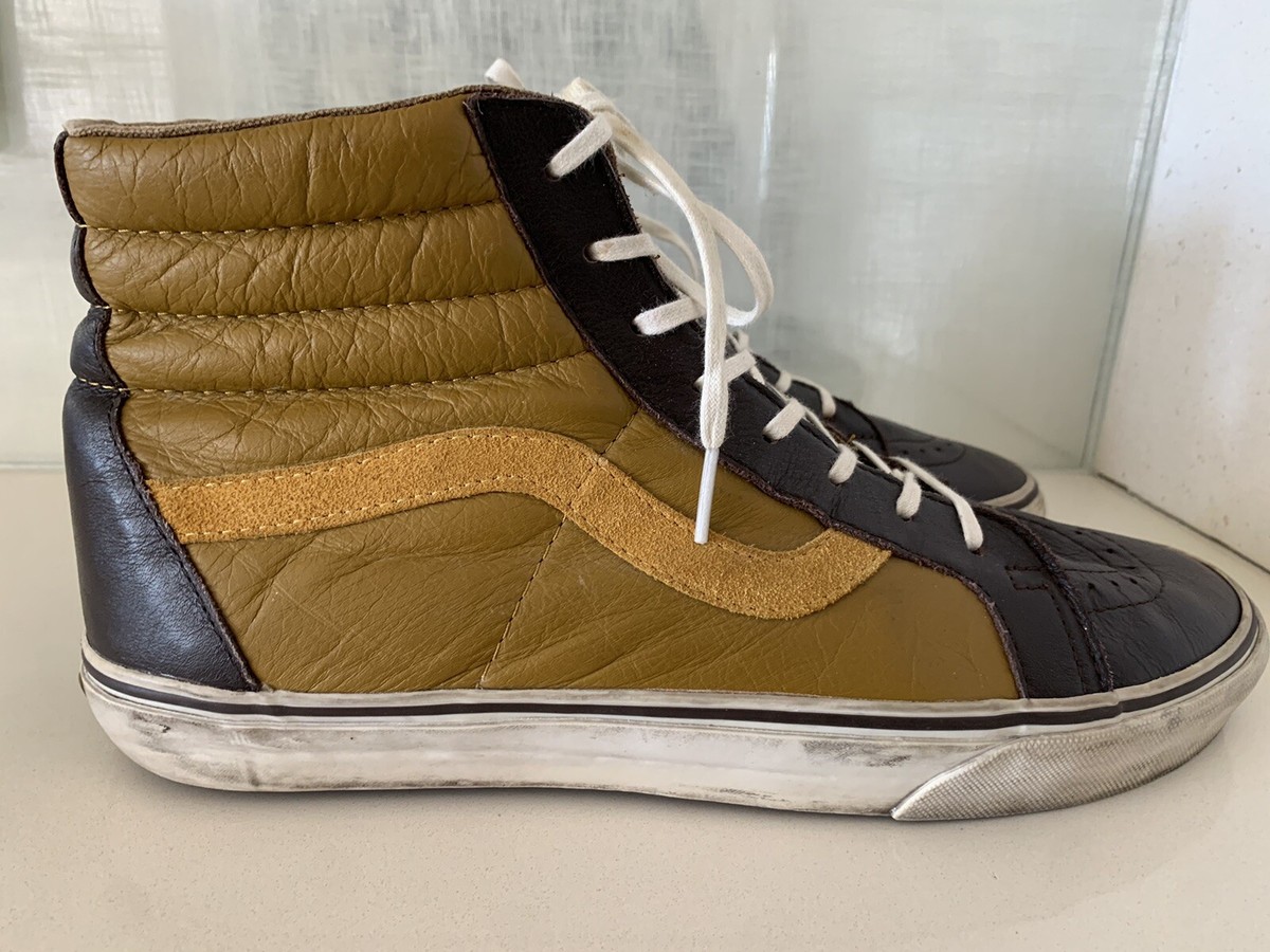 Vans Mens California Hi Top Brown Tan Skateboard Sample Shoes Size