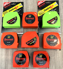 LOT- 8 VINTAGE 25 FT USA MADE STARRETT TRU-LOK CONTROL-LOK TAPE MEASURES UNUSED