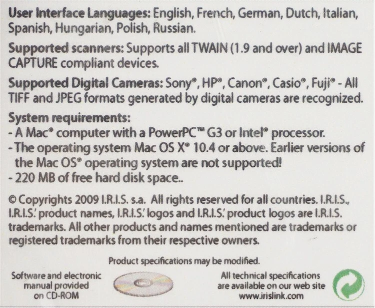 NEW I.R.I.S. Inc Readiris Corporate 12 OCR Software for MAC - Image 4 of 4