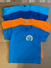 4 Assorted Boys Size S Pullover T-Shirts, Kids Tees, Blue Orange
