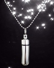 Classic Silver CREMATION URN NECKLACE with Velvet Pouch, Ball-Chain  Fill Kit