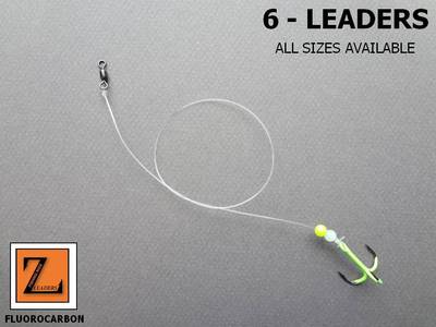 6 - FLUOROCARBON GLOW TIP UP LEADER / TREBLE HOOK RIG - Z LEADERS #207 