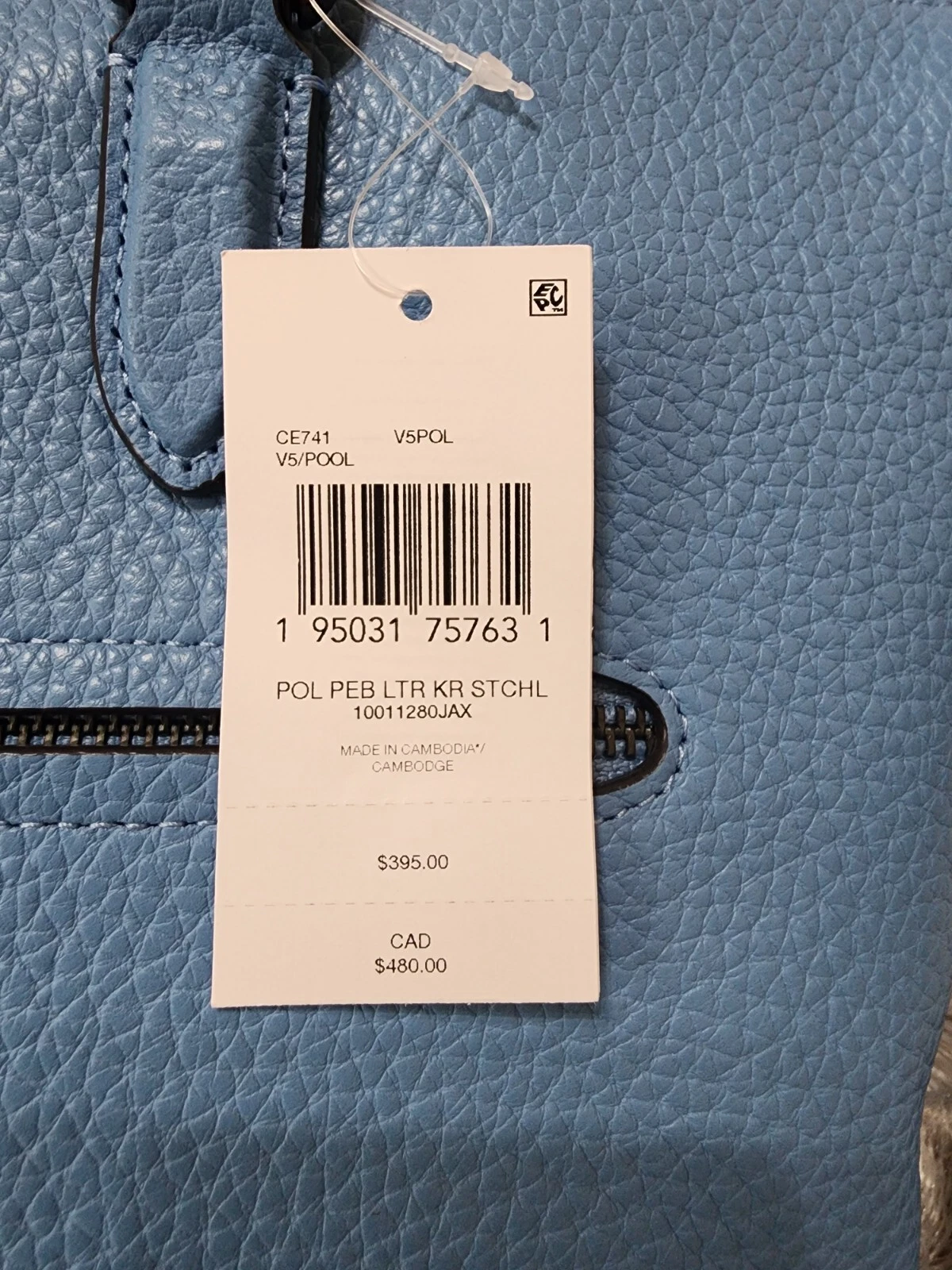 Borsa a tracolla Coach CE741 Cara borsa a mano in pelle blu piscina nuova