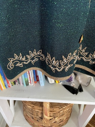 VTG Jaclyn Smith 80s Sweater Green beaded Dallas Grandma Chic classic Cadigan M - Picture 4 of 7