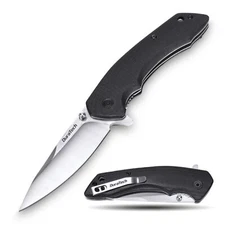 DuraTech 3-1/4" Folding Knife Stainless Steel Blade Smooth G10 Handle For EDC US