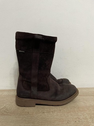 CLARKS GORETEX GIRLS KIDS BROWN FAUX SUEDE ZIP UP MID CALF BOOTS UK 12.5 EUR 31 - Picture 2 of 8