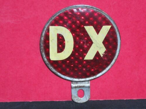 Vintage DX Gas Oil Advertising Metal Reflective License Plate Topper