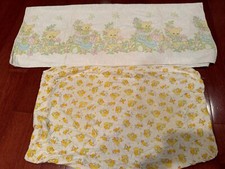Vintage Carter's Baby Bassinet Fitted Sheet and Vintage Teddy Bear Baby Blanket