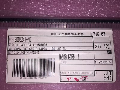 (2 PIECE LOT) 311-43-164-41-001000, MILL-MAX CONN RCPT 64POS 0.1 GOLD PCB