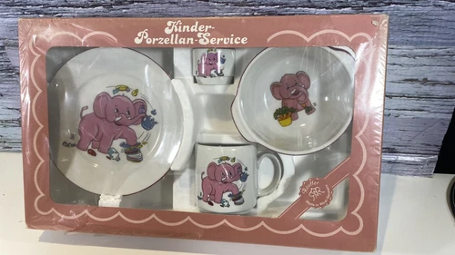 Kinder Porzellan Service 4 Pieces Elephant Reutter Porcelaine Made In Germany