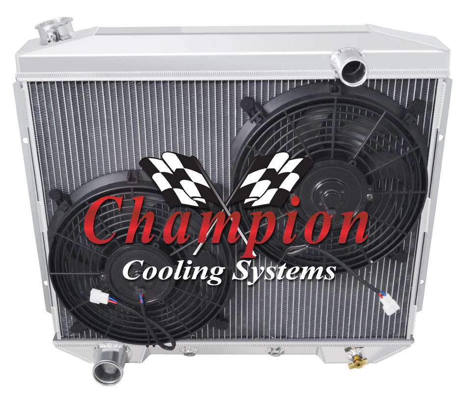 2 Row DR Champion Radiator W/ 2 12" Fans for 1957 - 1959 Ford Victoria V8 Engine — 第 3/4 张图片