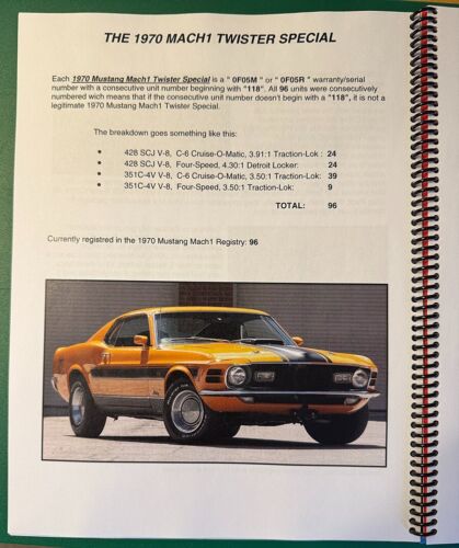 1970 FORD MUSTANG MACH1 WORLD REGISTRY BOOK - 25th ANNIVERSARY - MUSCLE CARS. - Picture 3 of 7