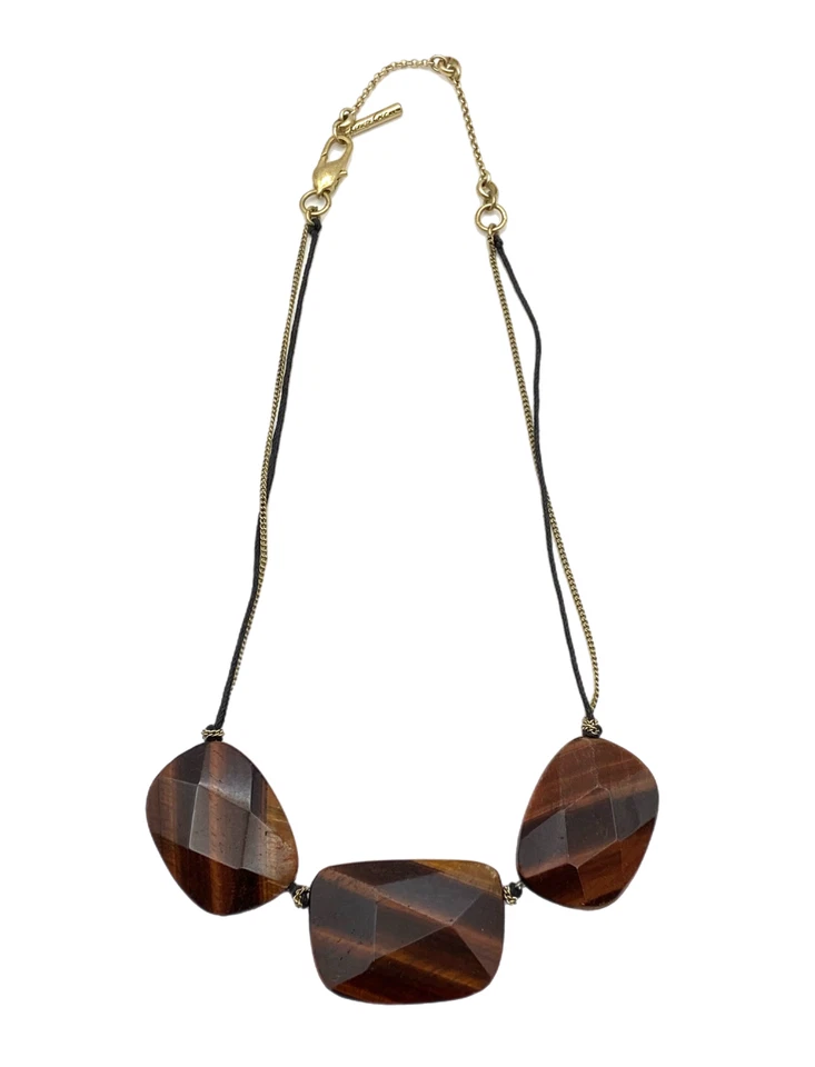 Kenneth Cole New York Gold Tone Chunky Red Tiger's Eye Bib Necklace 22" Fashion - Image 3 of 4