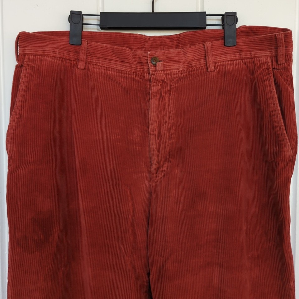 Vintage Bullock & Jones Red Corduroy Trousers Mens Size 38x29 Cuffed