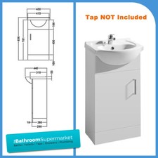 450mm Modern White Bathroom Floor Standing Vanity Unit Cabinet and Basin Sink
