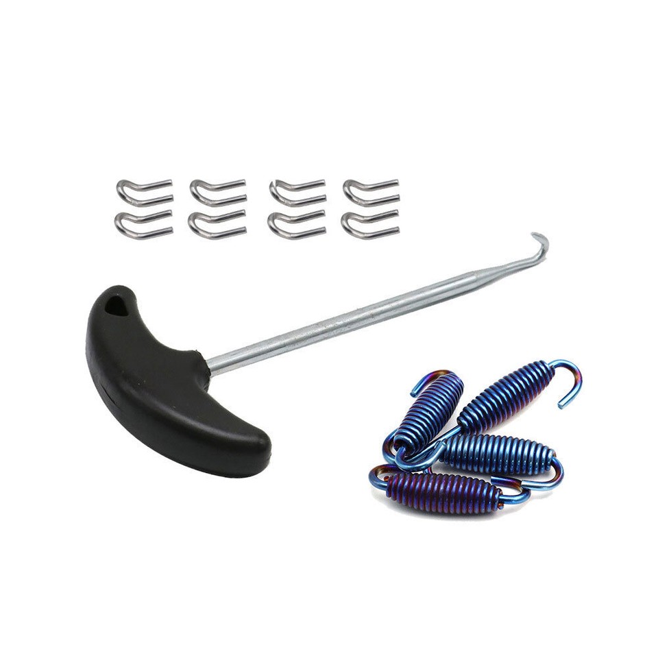 Motorcycle Exhaust Pipe Muffler Mounting Springs Hooks Set Link Blue