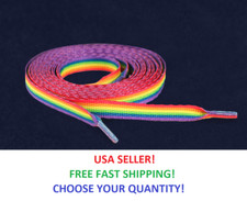 Gay Pride Rainbow Shoelaces 1/4 x 56 Inch Long Shoe Laces Rockabilly Punk NEW 