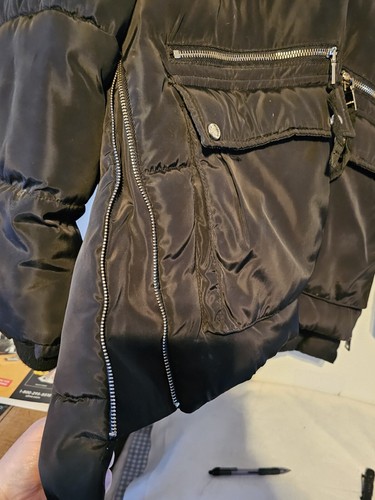 Madden NYC Puffer Jacket Hooded Womens Size XL Sherpa Faux Fur Hoodie Black - Picture 10 of 14