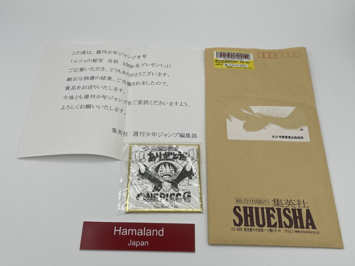 ONE PIECE Eiichiro Oda Autograph Limited 1500 mini Shikishi Autograph Rare Japan
