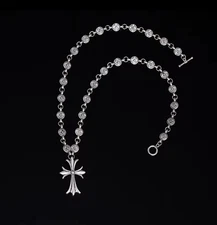 Cross Pendant Necklace Chain Chrome Hearts style Y2K 55CM