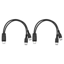 2 Pcs Multi USB Type C Male to 2 USB Type C 2 in 1 Splitter 8'', Black
