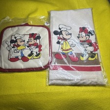 VTG Cannon Disney Chef Mickey Minnie Mouse Kitchen Hand towel pot holder new
