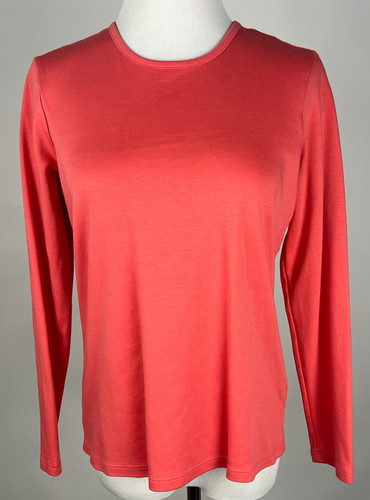 L.L. BEAN L/S Soft 'Pima Cotton Crew Neck Tee' - S, Coral