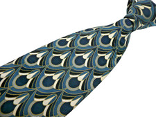 New, Never Worn Striking and Elegant Silk Tie, Shades of Blue, Made in USA, LONG