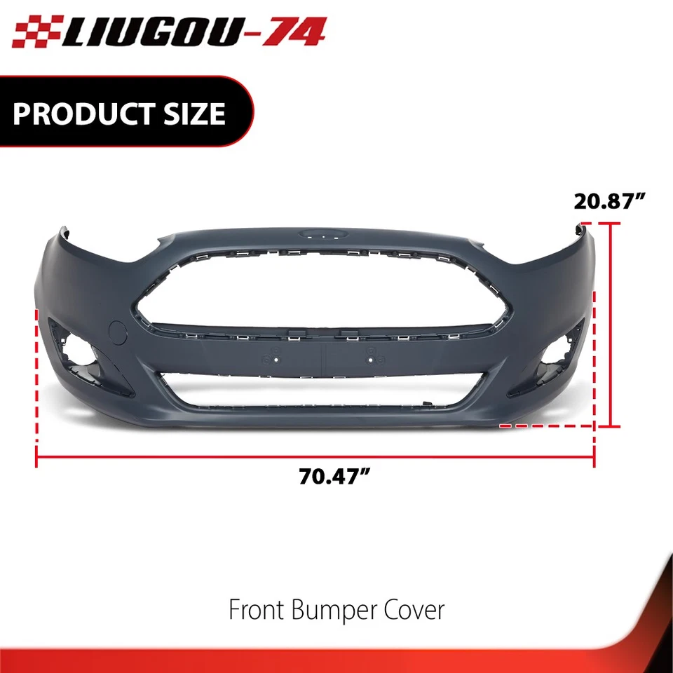 New Front Bumper Cover Fit for 2014-2019 Ford Fiesta D2BZ17757AB FO1000693 - Image 3 of 4