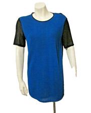 90's Gianni Versace Classic V2 Italy Blue Black Color Block Shirt Blouse Top 40