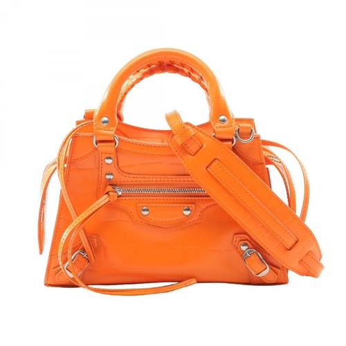 Balenciaga NEO CLASS CITY MINI Handbag Bag Leather Orange Used