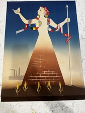Vtg Mario Puppo European Recover Program ERP Marshall Plan 50s poster Print