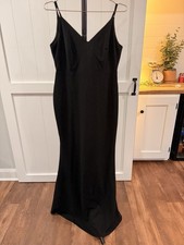 Lulus Black Sleeveless Maxi Dress V-Neck Button Strap Zip Solid XL
