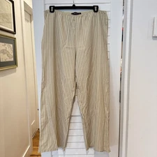 New Lioness In Bloom Pull On Pants Sz XXL Striped Cream Gold Lightweight