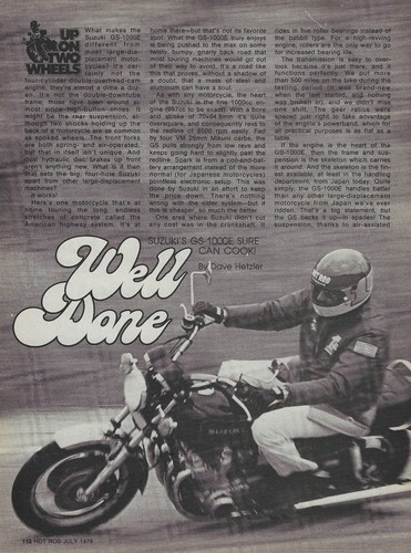 1979 Suzuki GS-1000E Motorcycle Vintage Magazine Article Ad 79 GS 1000 E GS1000E