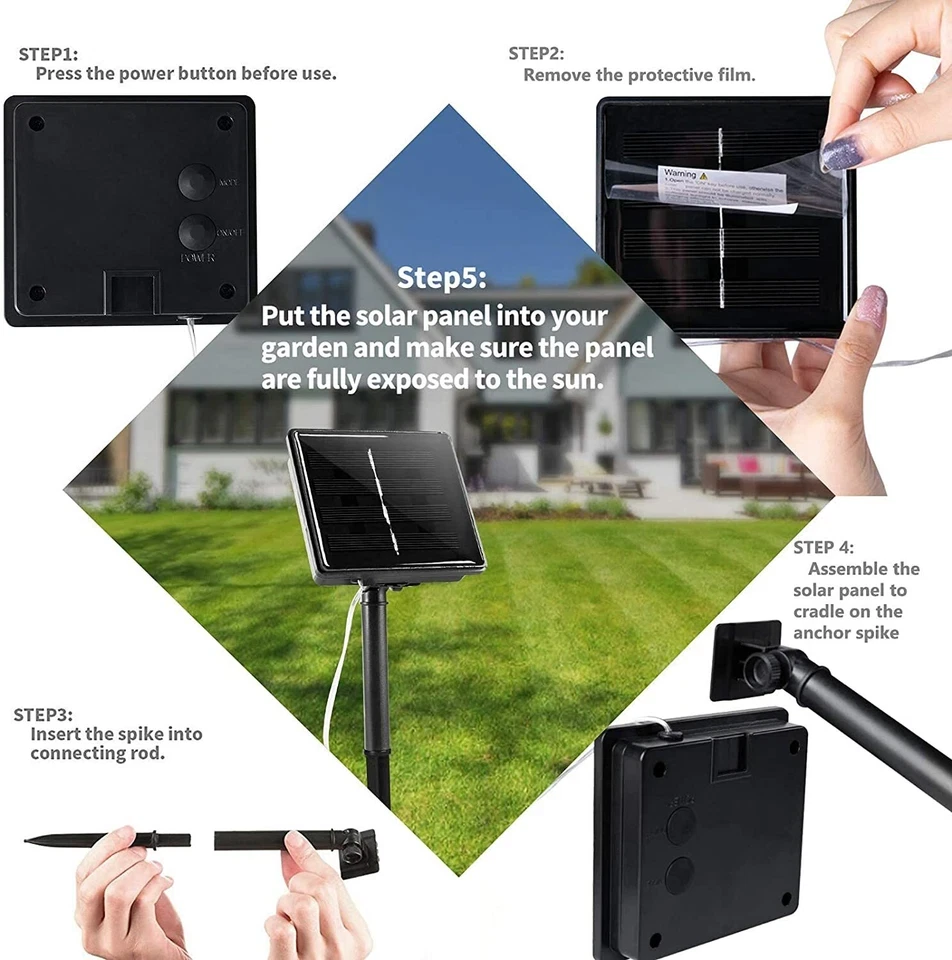 LED Solar Fairy String Rope Strip Lights Waterproof Christmas Garden Patio Decor - Image 3 of 4