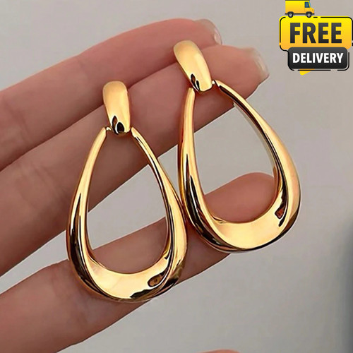 Women Teardrop Dangle Earrings Gold Silver Tone Geometric Zinc Alloy Jewelry