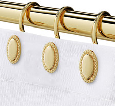 Gold Shower Curtain Hooks, Set of 12, Rust Resistant, Heavy Duty, Decorative Acr