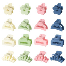 Small Hair Clips for Girls 16PCS 4Style Colourful Matte Mini Claw Clips for Wome