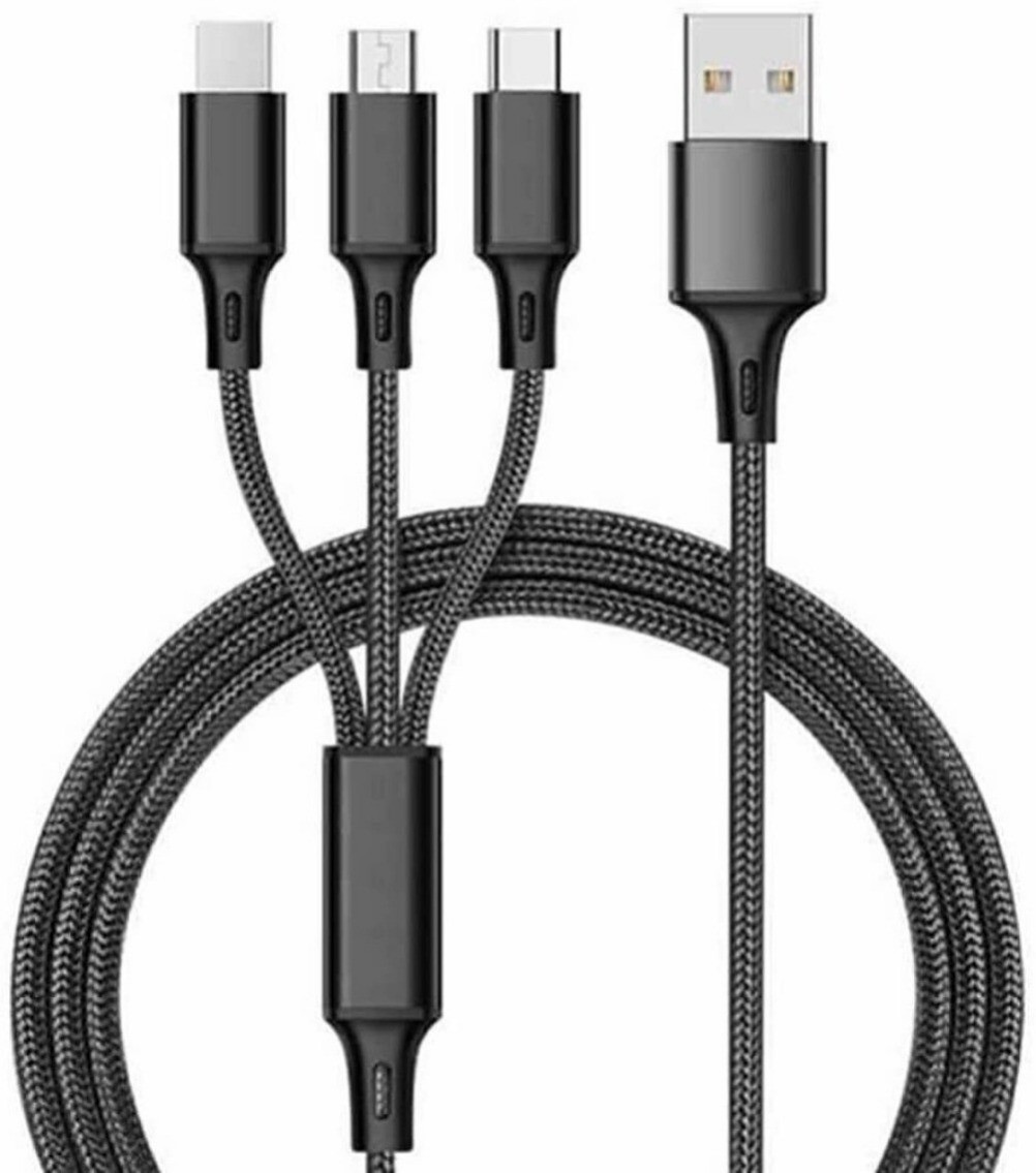 3in1 USB-C/Micro USB/IOS für iPhone Samsung Huawei Xiaomi – Universal Ladekabel