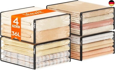 Lifewit 4er Transparente Kleideraufbewahrungsbeutel, Plastik